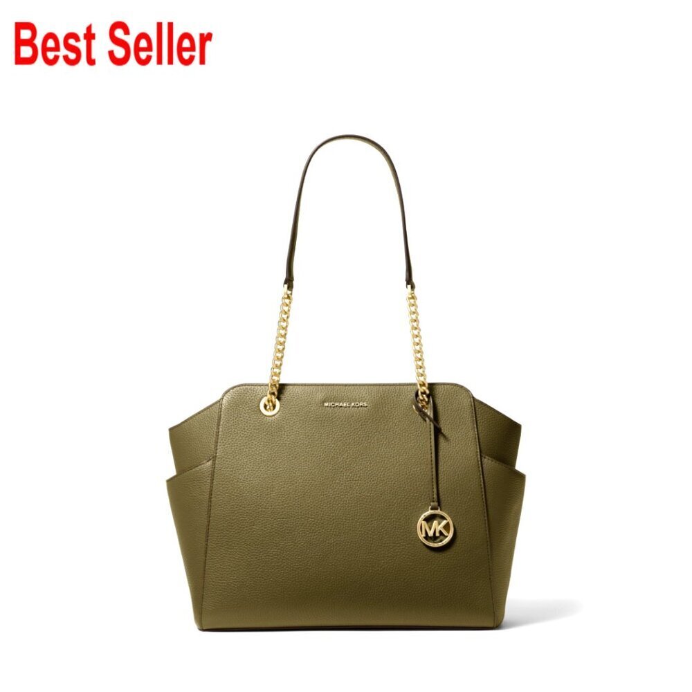 Saffiano Leather Tote with Chain Strap, Crossbody Handbag